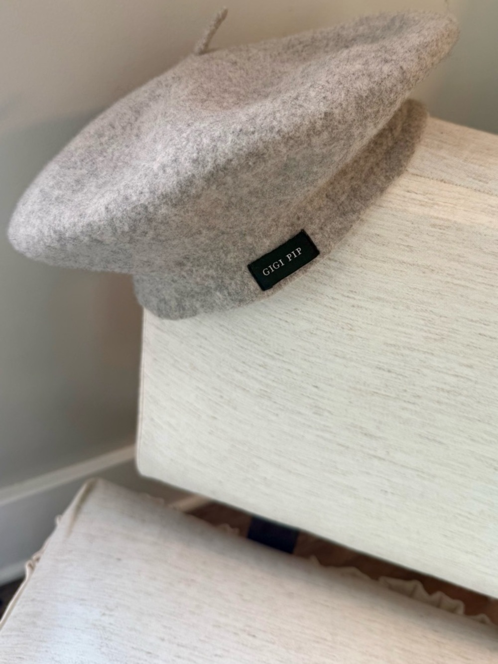 GIGI PIP Light Gray Wool Beret with Label